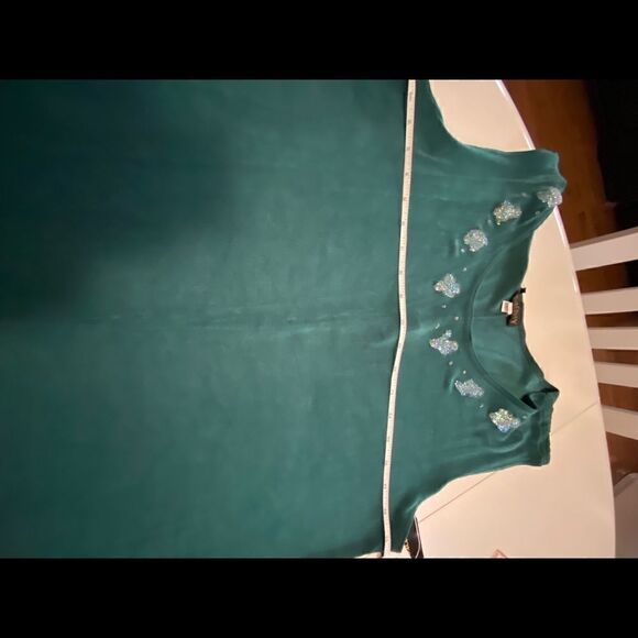 PICCADILLY Fluid Jersey Maxi Dress with bedazzle in peacock blue Christmas - Picture 12 of 13